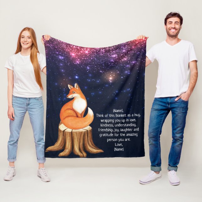 Fox Space Galaxy Anpassningsbar Brev Blanket för b Fleecefilt (På plats)