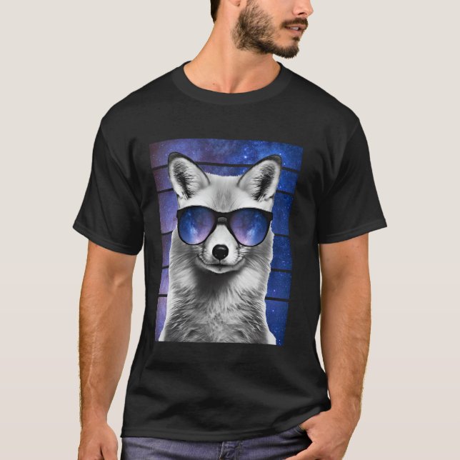 Fox Space Glass Galaxy Sunglass Meman T Shirt (Framsida)