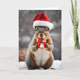 Fox Squirrel med jultomten jul Helgkort