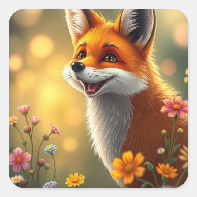Fox Stickers Fyrkantigt Klistermärke (Framsida)