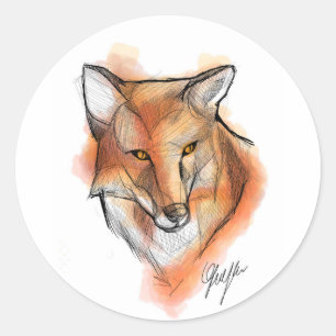 Fox Stiker Runt Klistermärke