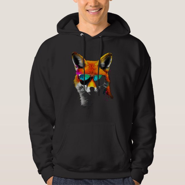 Fox Sunglasses  Animal Fox 1 Hoodie (Framsida)