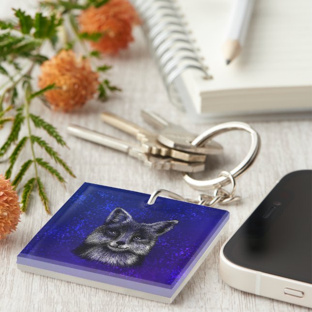 Fox teckning-nyckelkedja (Högra Framsidan)