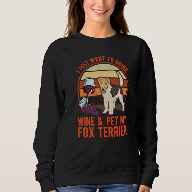 Fox Terrier And Wine Wire Fox Terrier T Shirt (Framsida)