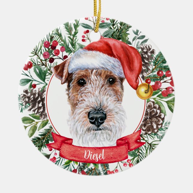 Fox Terrier Anpassningsbar Santa Hund jul Ornament (Framsidan)