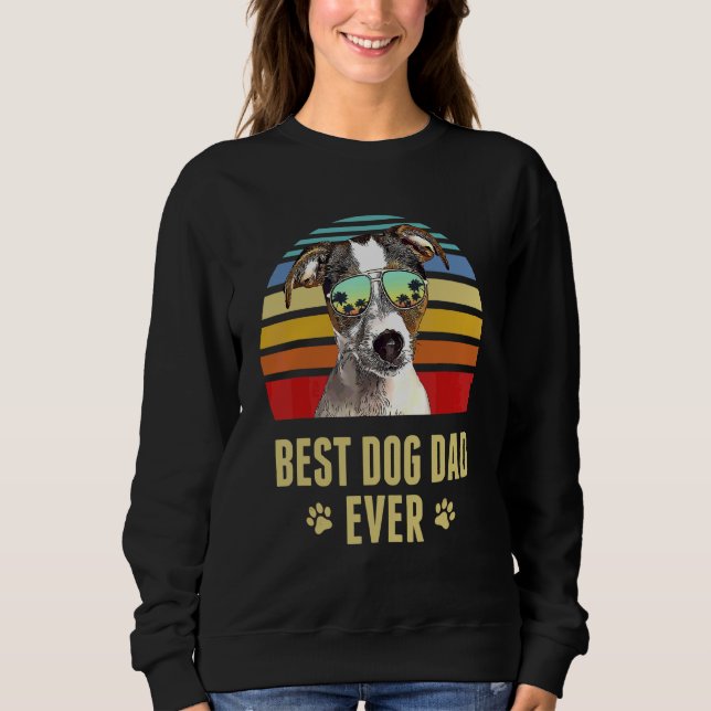 Fox Terrier Best Hund Pappa All Retro Sunset T Shirt (Framsida)
