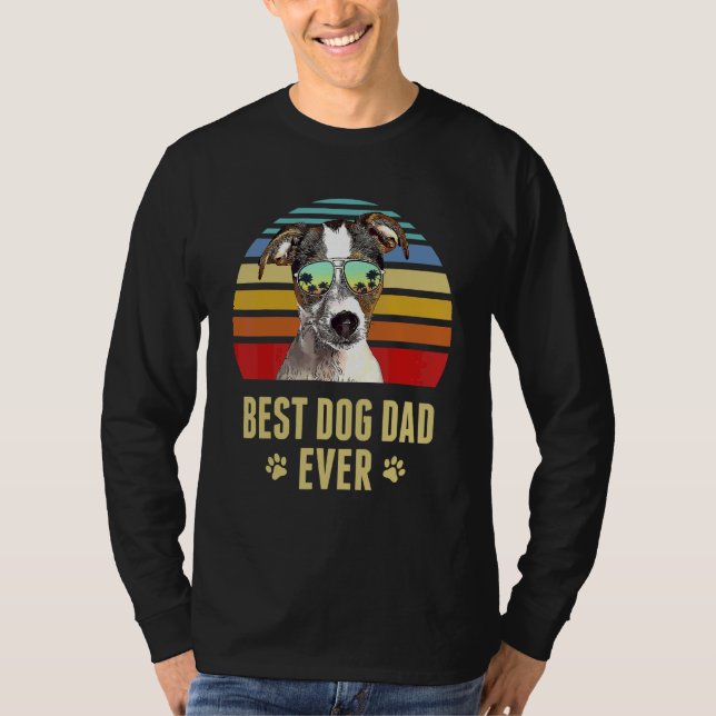 Fox Terrier Best Hund Pappa All Retro Sunset T Shirt (Framsida)
