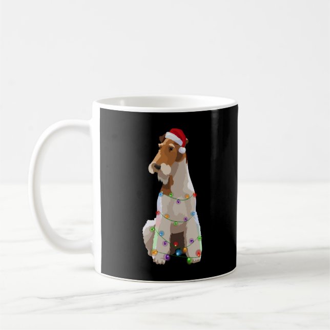 Fox Terrier Christmas Lights Xmas Dog Lover  Kaffemugg (Vänster)