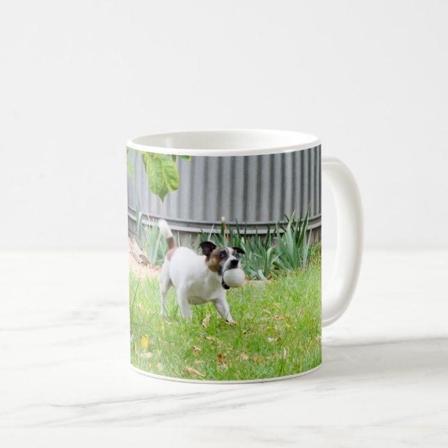 Fox Terrier Funny Skrämmer Ansikte. Kaffemugg (Framsida höger)
