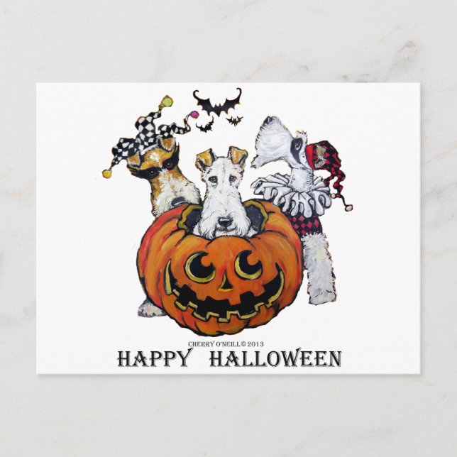 Fox Terrier Halloween Vykort (Framsida)