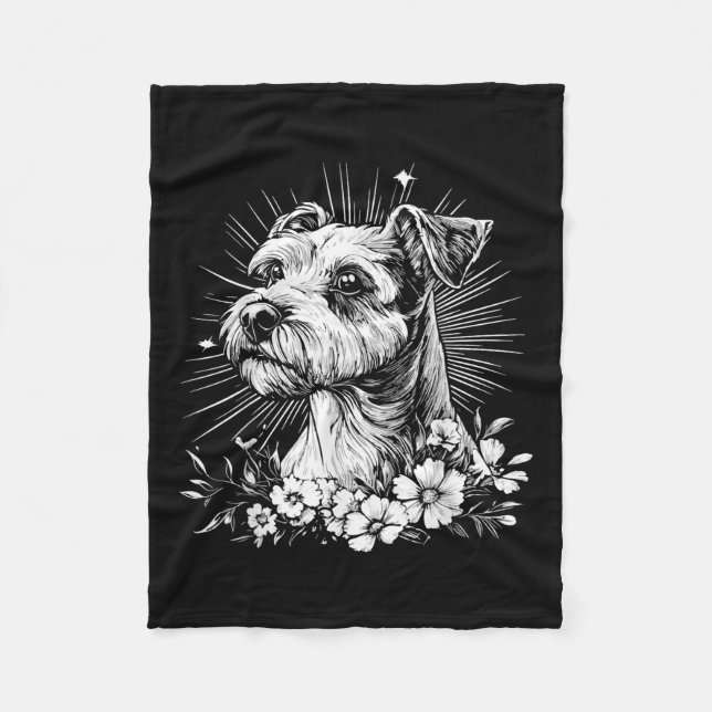 Fox Terrier Hund älskare Retro Stil Tattoo Fleecefilt (Framsidan)