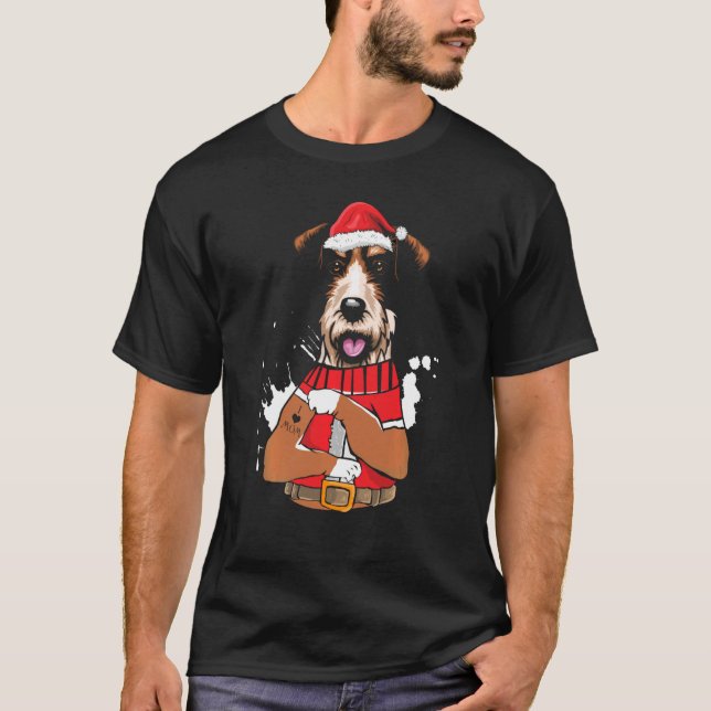Fox Terrier Hund Santa I Kärlek Mamma Tattoo Ugly  T Shirt (Framsida)