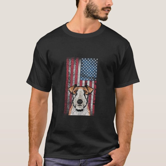 Fox Terrier Hund US Flagga Fox Terrier Owner Fox T T Shirt (Framsida)