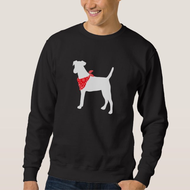 Fox Terrier Hund Wearing Red Bandana Lång Ärmad Tröja (Framsida)