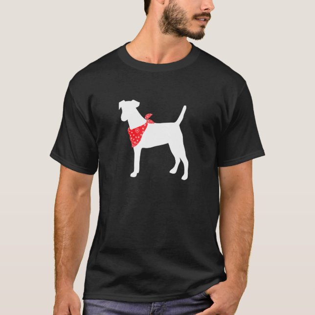 Fox Terrier Hund Wearing Red Bandana T Shirt (Framsida)