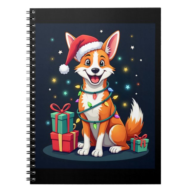 Fox Terrier Julafton Lighting Santa Fox Terrier Hu Anteckningsbok (Framsidan)