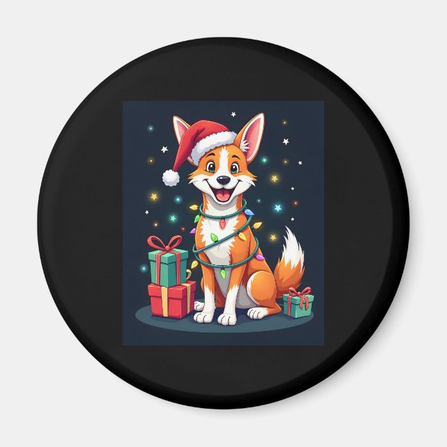 Fox Terrier Julafton Lighting Santa Fox Terrier Hu Magnet (Framsidan)