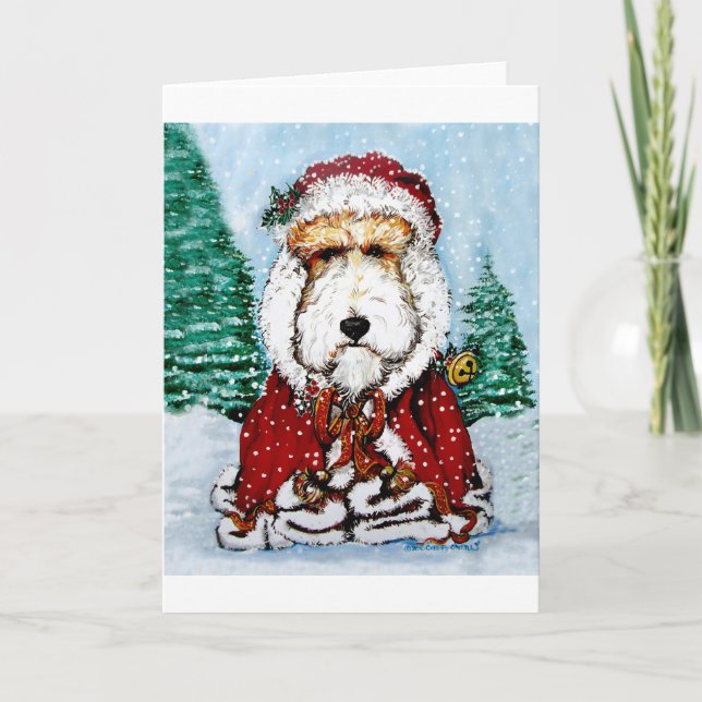 Fox Terrier Jultomten! Helgkort (Framsida)