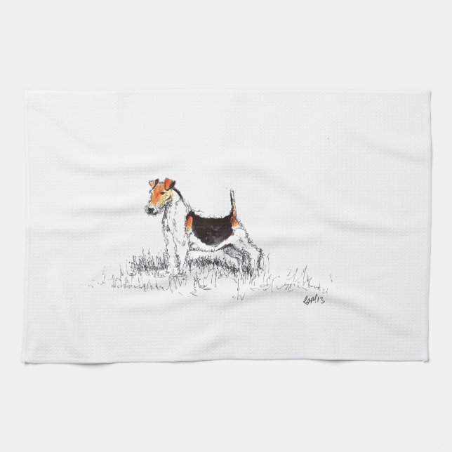 Fox Terrier Kökshandduk (Horisontell)