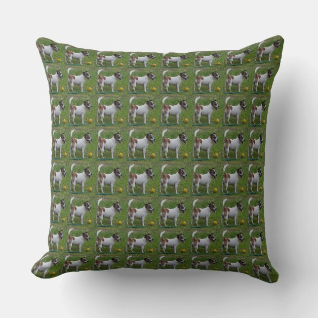 Fox Terrier med Gult Boll, stor Cushion Kudde (Framsida)