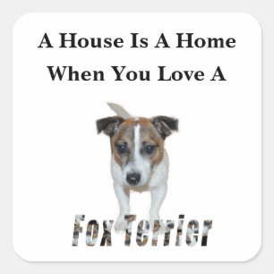 Fox Terrier och Fox Terrier Kärlek Logotyp Fyrkantigt Klistermärke