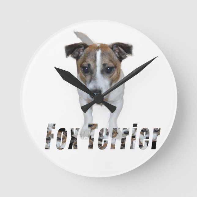 Fox Terrier och Fox Terrier Logotyp. Rund Klocka (Framsida)
