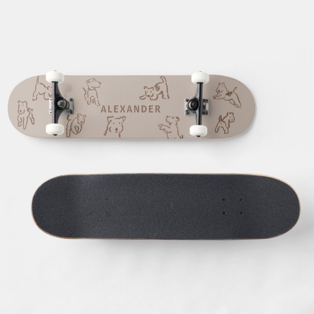 Fox Terrier Personlig Namn Skateboard (Horz)