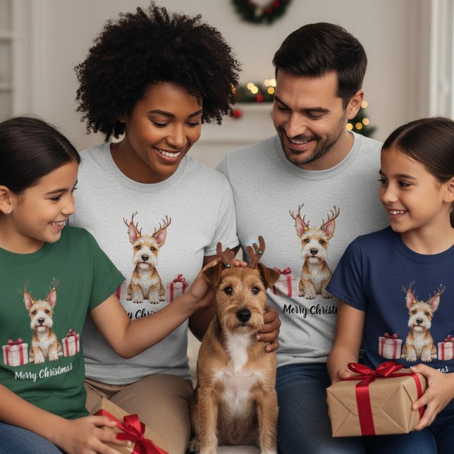 Fox Terrier Reindeer T Shirt (Skapare uppladdad)