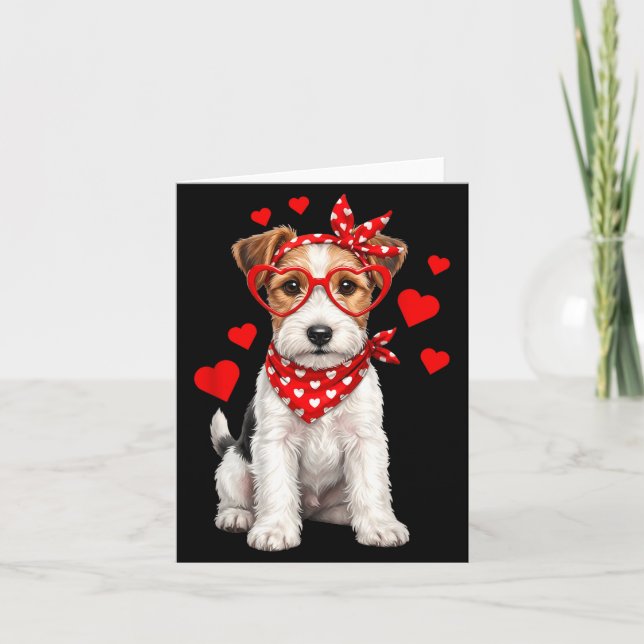 Fox Terrier Valentines Day Wirehaired Dog Lover He Kort (Framsida)