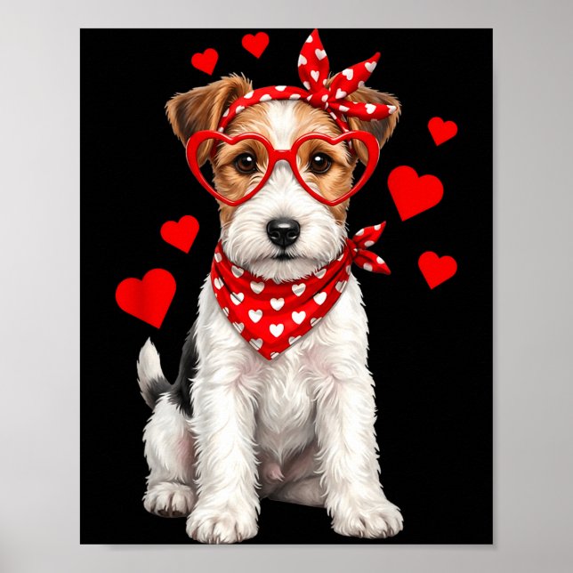 Fox Terrier Valentines Day Wirehaired Dog Lover He Poster (Framsidan)