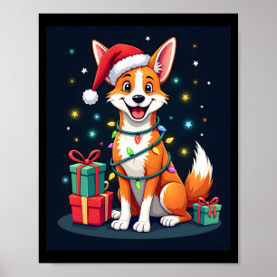 Fox Terrier Xmas Belysning Tomte Fox Terrier Hund Poster