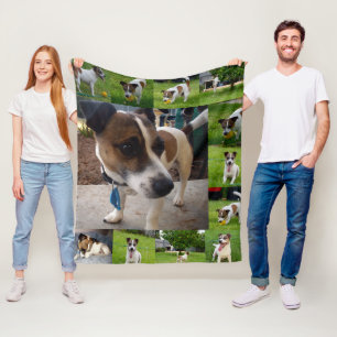 Fox Terriers in a Photo Collage Fleecefilt