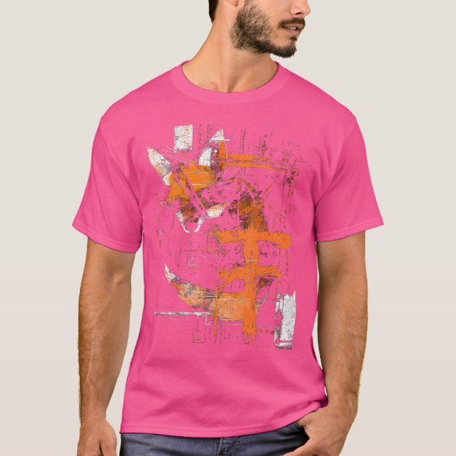 Fox Text Abstrakt Animal Geometric Art Fox T Shirt (Framsida)