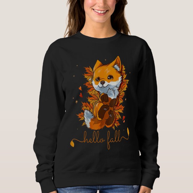 Fox Thanksgiving Fall Autumn Hello Fall Cute Fox T Shirt (Framsida)