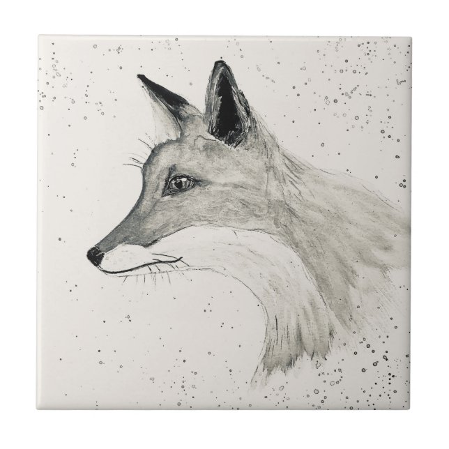 Fox-trädsdjur vintage vattenfärgpanel kakelplatta (Framsidan)