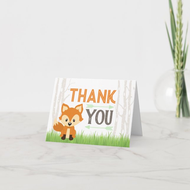 Fox Tribal Woodland Camper Baby Shower Tack C Kort (Framsida)