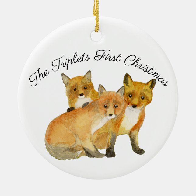 Fox Triplets Julgransprydnad Keramik (Baksidan)