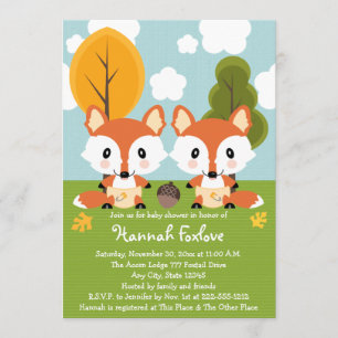FOX-TWILLINGAR I DIAPERS BABY SHOWER INBJUDNINGAR