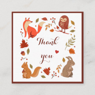 Fox Uggla-ekorren och kaninens Thanksgiving Tack Fyrkantigt Visitkort