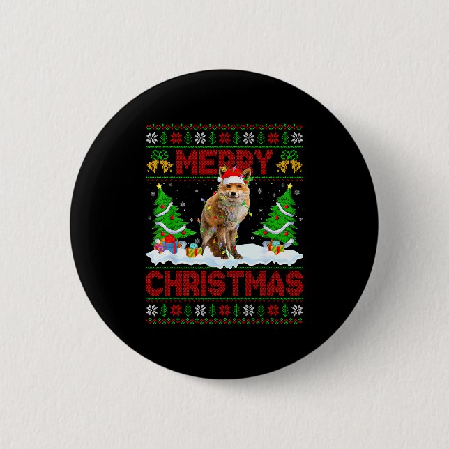 Fox Ugly Xmas Sweater Funny Fox Animal Merry Chris Knapp (Framsida)