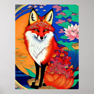 Fox ukiyo-e poster
