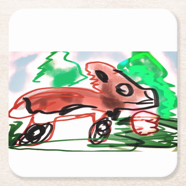 Fox under våren underlägg papper kvadrat (Framsidan)