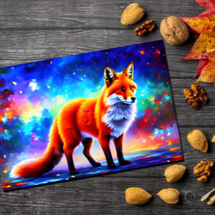 Fox underbart dekorfärgat rödhårig djurkonst vykort