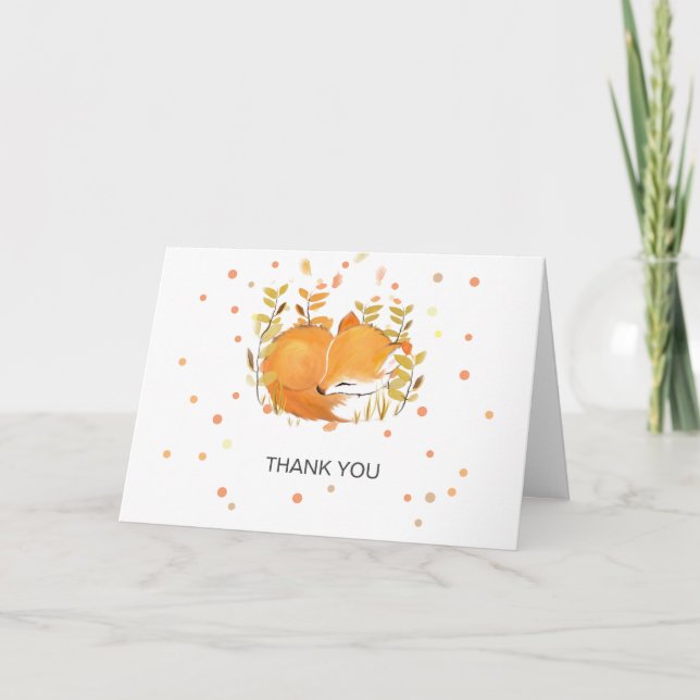 Fox Unge Baby Sprinkle Baby Shower Tack Kort (Framsida)