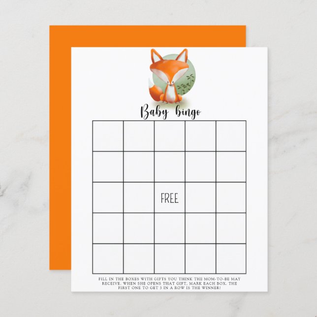 Fox unge - Babyduschbingo-spel (Fram/baksida)