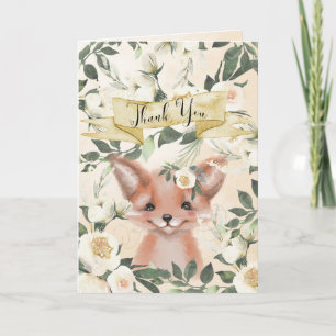 Fox unge gullig babydusch för blommigt tack vare d kort
