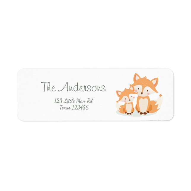 Fox unge Returetiketter Cute Baby dusch Returadress Etikett (Framsidan)