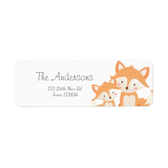 Fox unge Returetiketter Cute Baby dusch Returadress Etikett (Framsidan)
