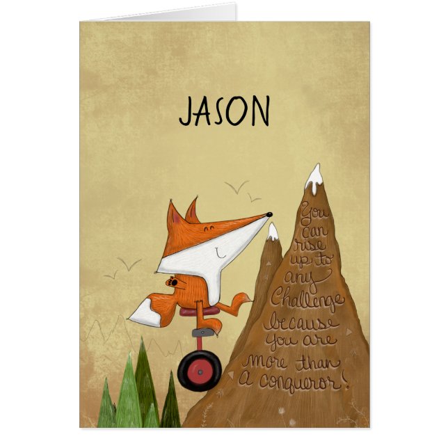 Fox Unicyclist-more than a Conqueror Hälsningskort (Framsidan)