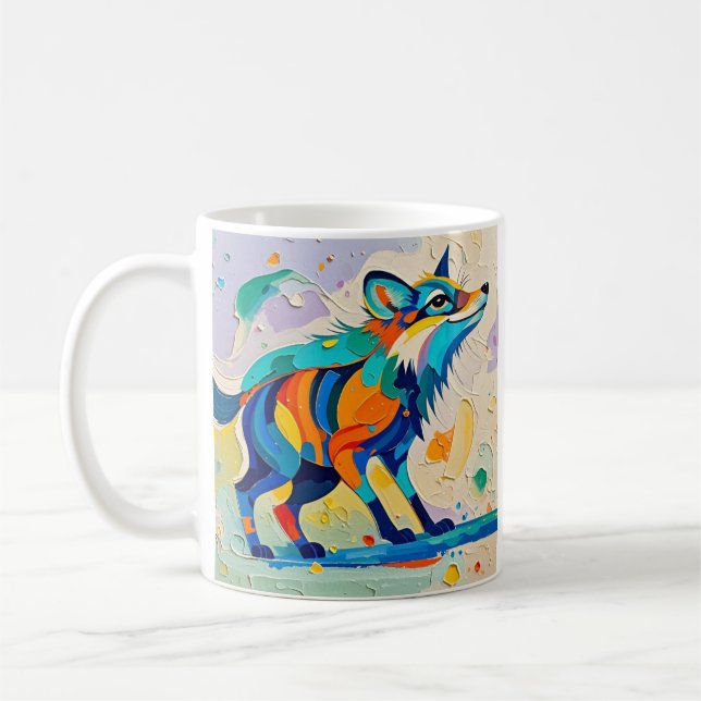Fox Uttrycklig utformning av djurkonst av abstrakt Kaffemugg (Vänster)